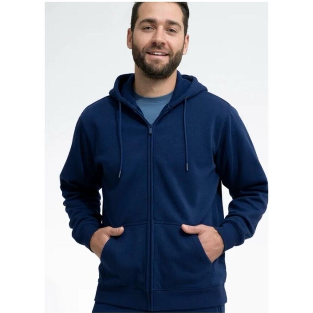 Swet Tailor Stretch Fleece Zip Hoodie In Admiral Blue Pockets Unisex Size XL NEW